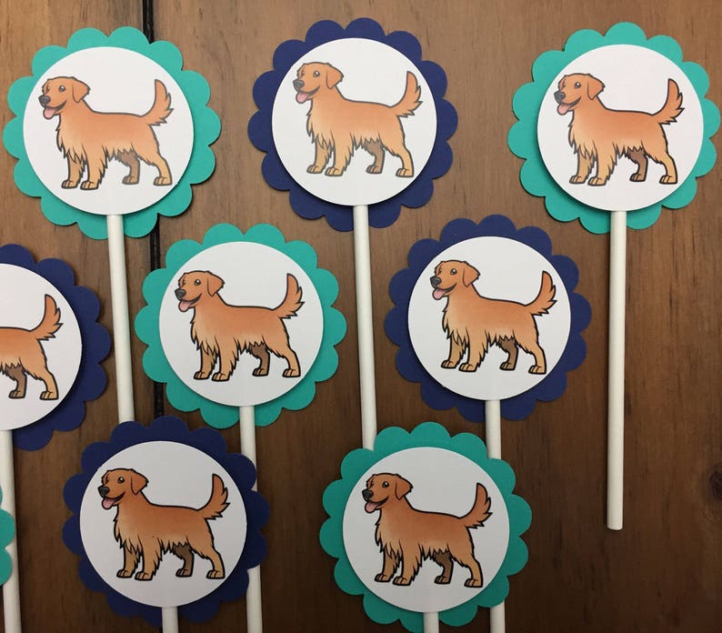 Golden Retriever Cupcake Toppers / Dog Cake Toppers / Dog ...