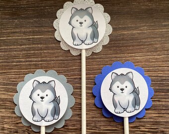 husky cupcake toppers