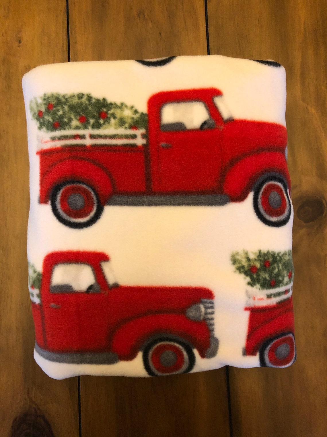 Soft and Cozy Fleece Blanket / Little Red Truck / No Sew Tie Etsy