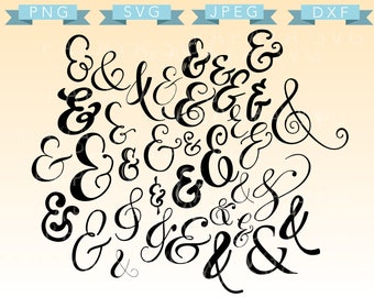 Ampersands Cut File - SVG, PNG, JPEG, dxf - Cricut, Sihouette Cameo, customize, personalize, and, font, calligraphy, hand lettered, brush