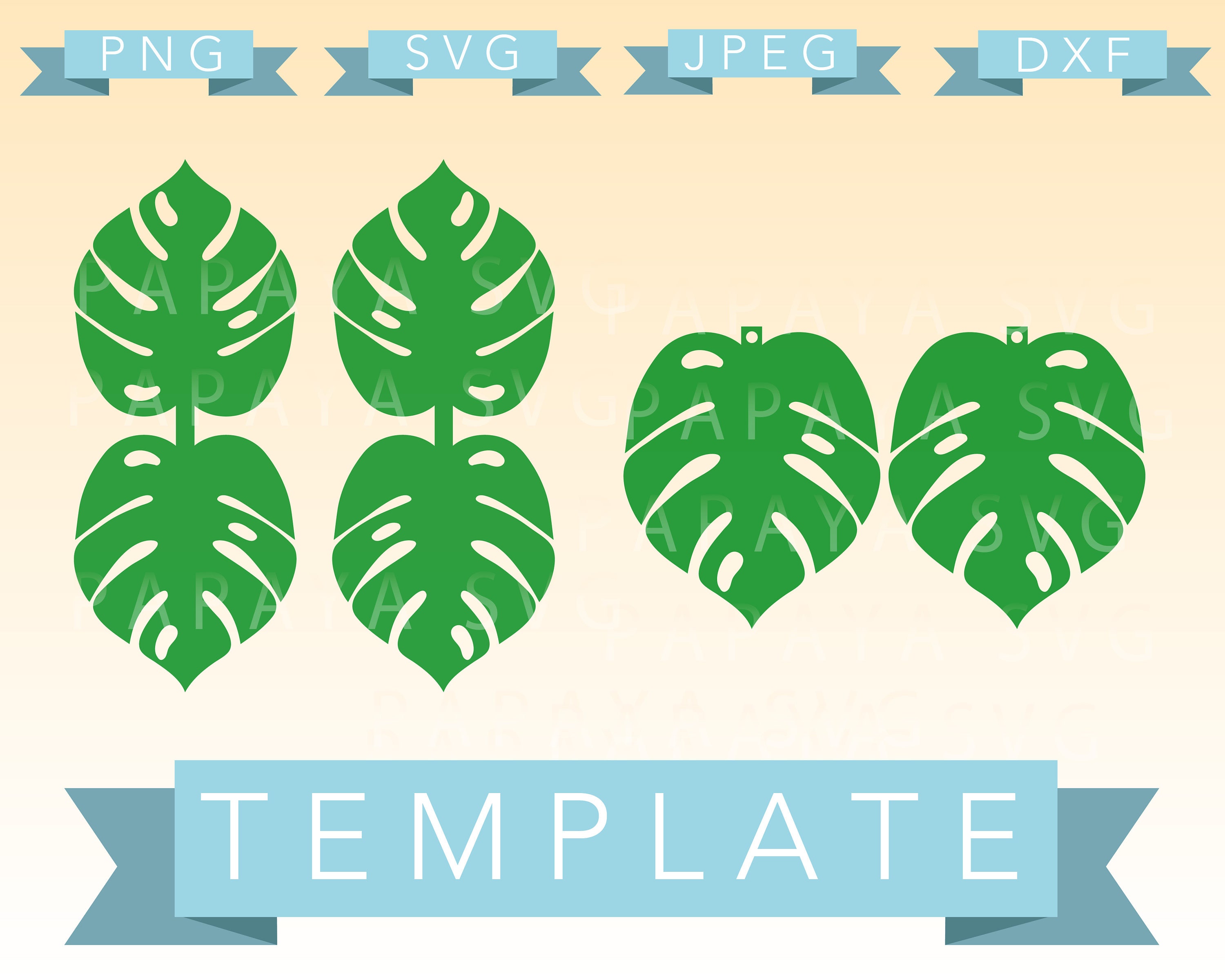 Download Monstera Leaf Earring Template Cut File SVG PNG JPEG | Etsy