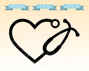 Heart Stethoscope Cut File - SVG, PNG, JPEG - Cricut, Sihouette Cameo, Vector, medical, rn, cna, job, doctor, monogram frame