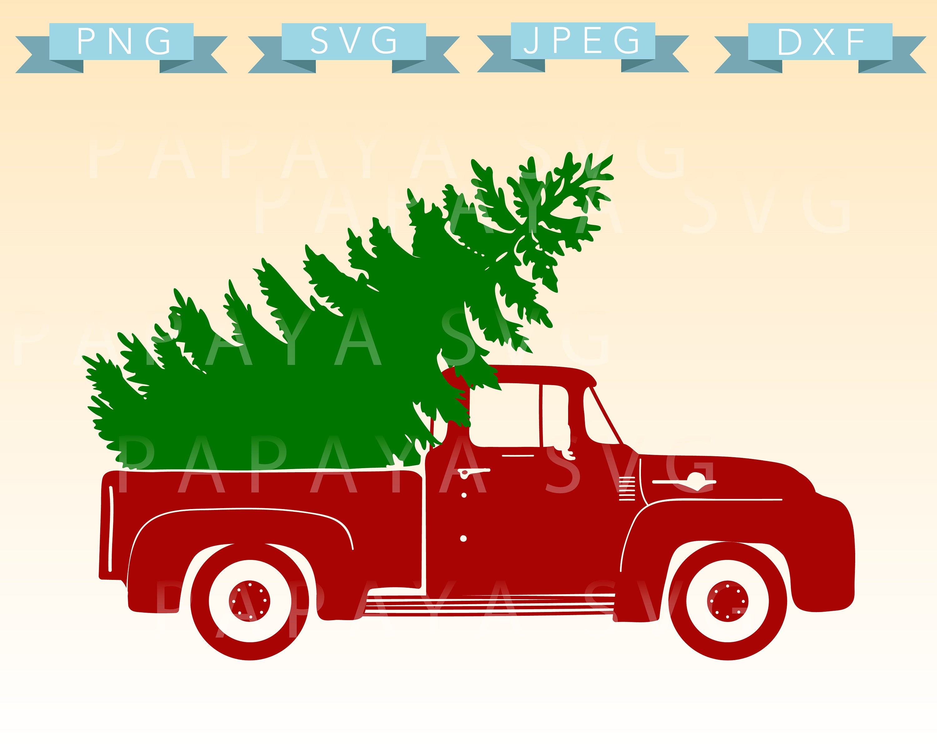 Download Red Truck Tree Cut File SVG PNG JPEG dxf Cricut | Etsy