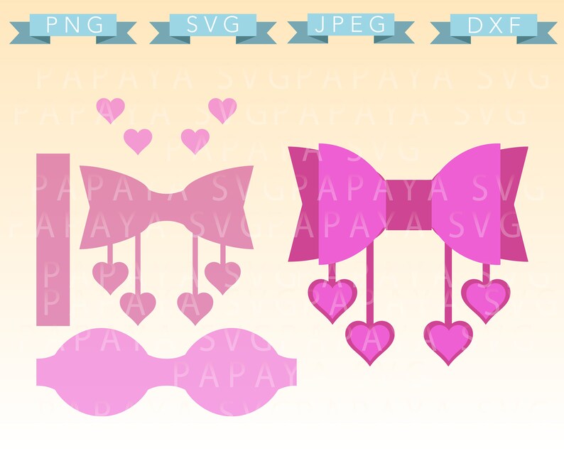Download Valentine's Confetti Bow Template Cut File SVG PNG | Etsy
