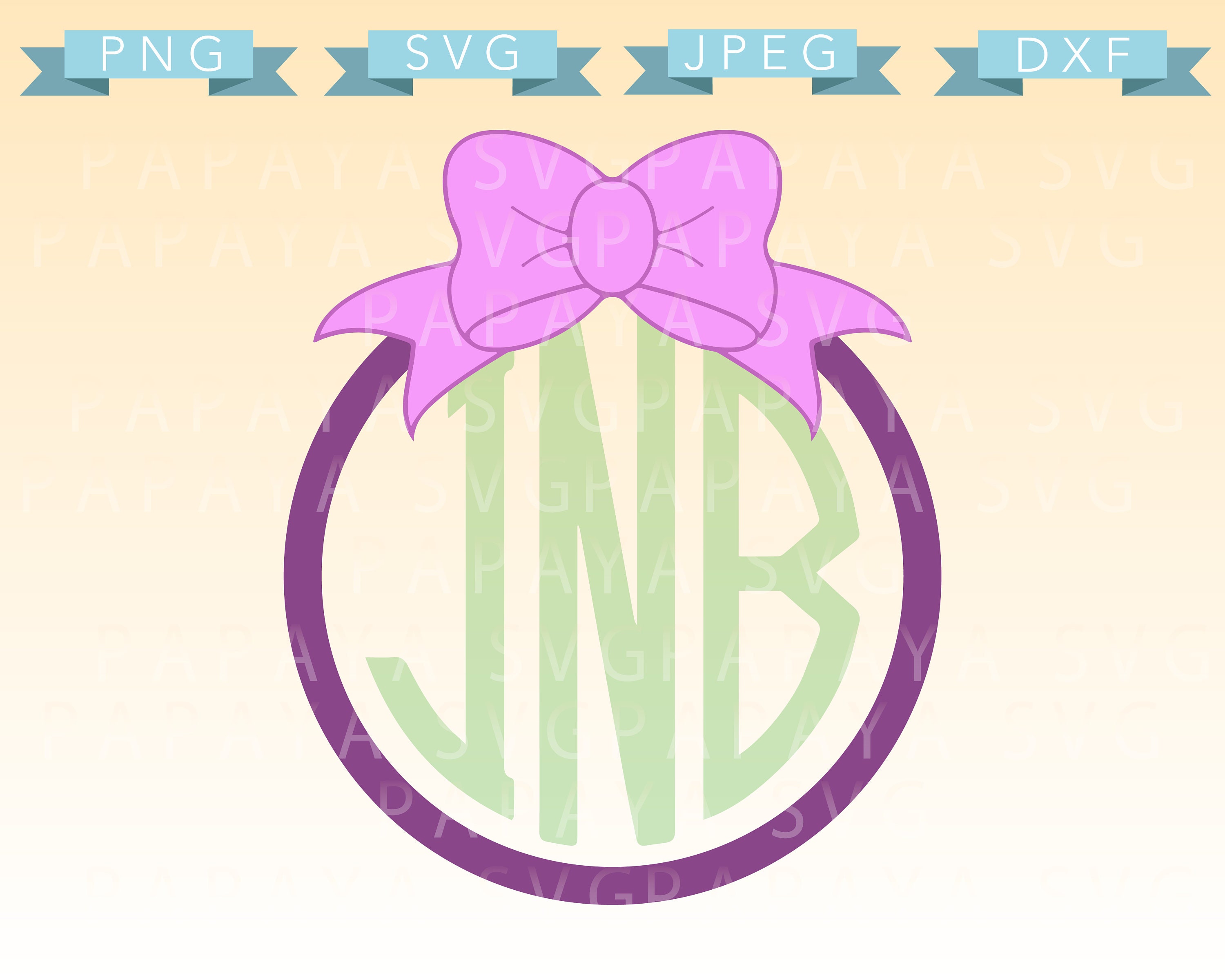 Download Free Pink Bow Monogram Frame Cut File Svg Png Dxf Cricut Etsy SVG Cut Files