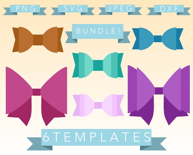 Download Diy Bow Template Cut File Bundle SVG PNG JPEG Cricut | Etsy