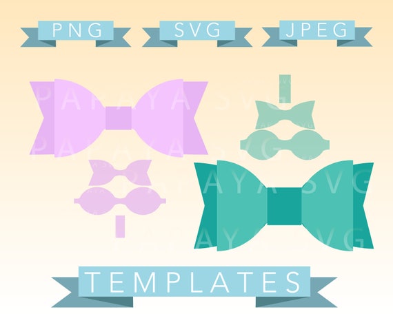 Download Diy Bow Template Cut File SVG PNG JPEG Cricut Sihouette | Etsy