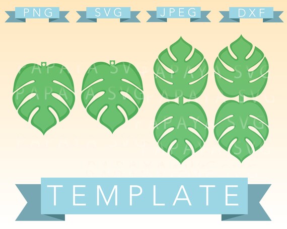 Download Layered Monstera Leaf Earring Template Cut File SVG PNG | Etsy