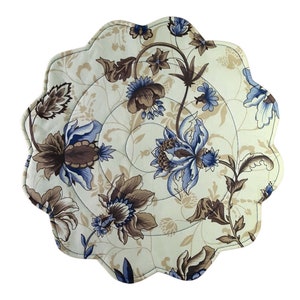 Tovagliette americane con motivo floreale smerlato, tovagliette americane rotonde trapuntate, reversibili e lavabili, per decorare la tavola a festa, regalo per la festa della mamma da parte del figlio.