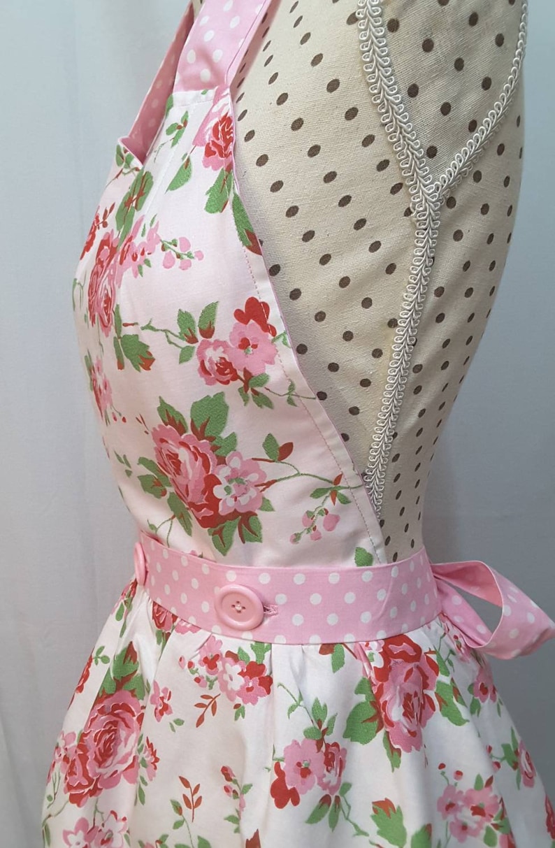 Full Woman/'s Apron 2in1 Woman/'s Apron Tiered Skirt Floral Apron With Detachable Bib Half Apron