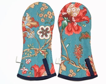 Long Oven Gloves, Soft and Durable Heat Resistant Oven Mitt, Turqoise Pot Holder, Perfect Gift Wrapped and Packed