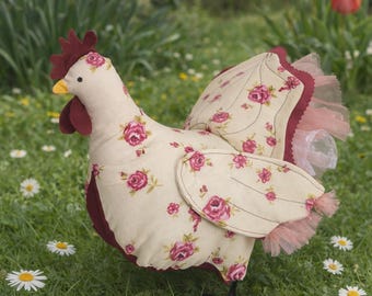 PDF Hen Sewing Pattern, DIY Farmhouse Spring Decor Tutorial