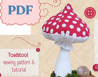 Patrón y tutorial de costura en PDF de setas, manualidades para coser setas, decoración para jardines de hadas