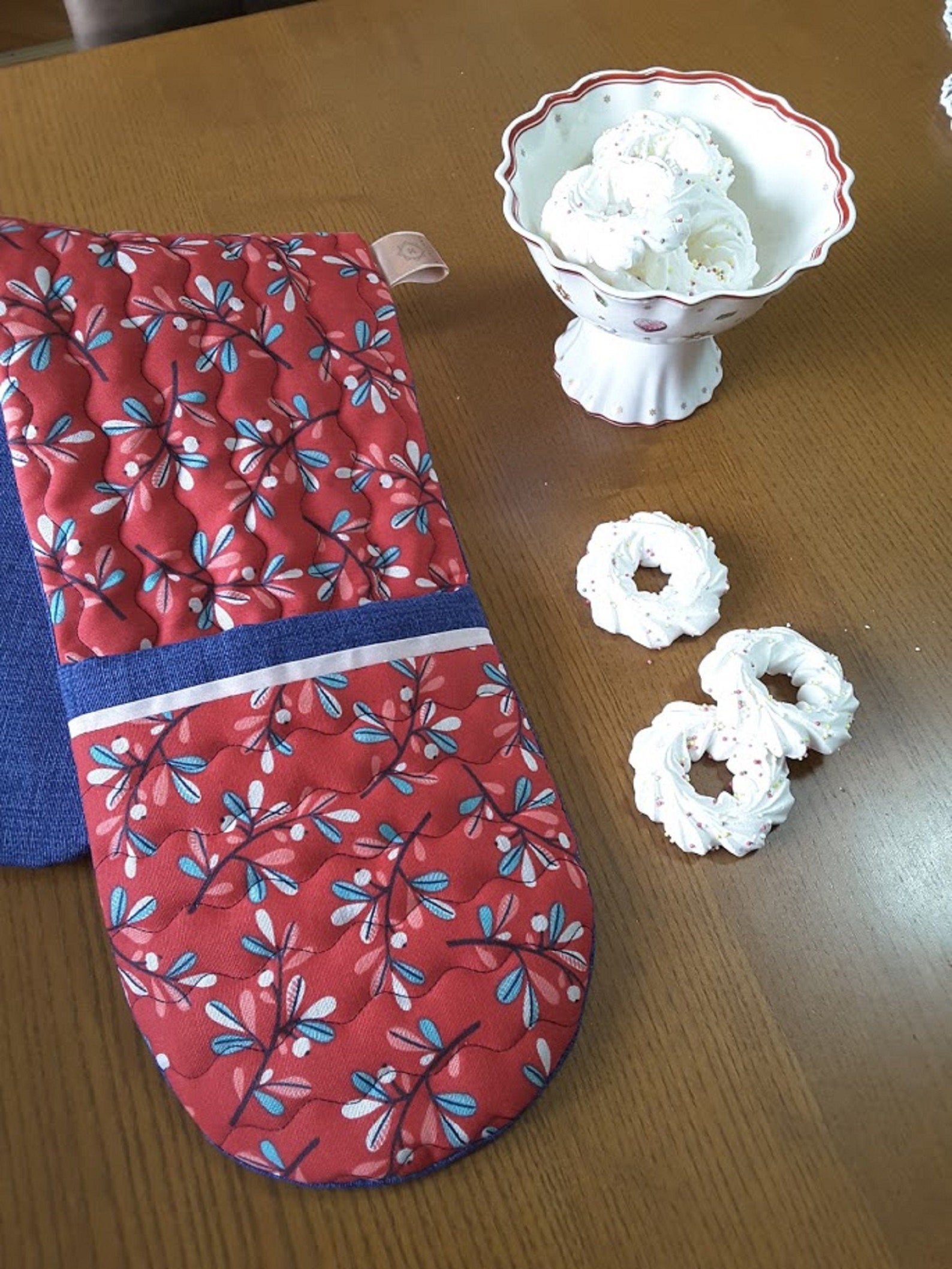 Double Oven Mitt Oven Gloves Long Oven Mitt Housewarming Etsy