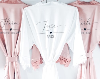 Bridesmaid robe, bridal robe, Satin lace wedding robe, personalised, bridal gown, nightgown, mother of the bride robe, wedding robe,