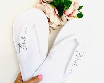 Bridesmaid slippers, personalised wedding slippers, Bride slippers, Bridal party slippers, personalised slippers, bridal flipflops