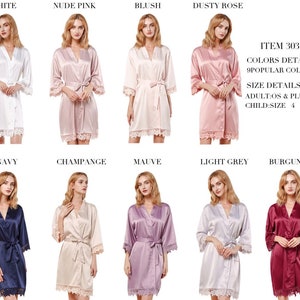 Floral Initials Robe, Bridesmaid Robe, Bridal Robe, Satin Lace Wedding ...