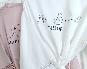 Bridal robe, satin robe, wedding gown, personalised robe