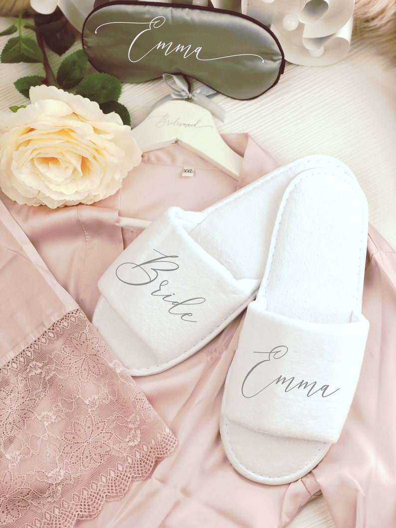 Bridesmaid Slippers Personalised Wedding Slippers Bride | Etsy UK