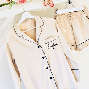 Embroidered silk pyjamas sale