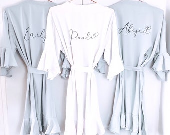 Light blue satin robe, Bridesmaid robe, bridal robe, Satin wedding robe, personalised, bridal gown, nightgown, wedding robe,