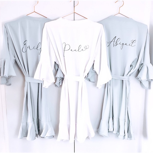 Light blue satin robe, Bridesmaid robe, bridal robe, Satin wedding robe, personalised, bridal gown, nightgown, wedding robe,