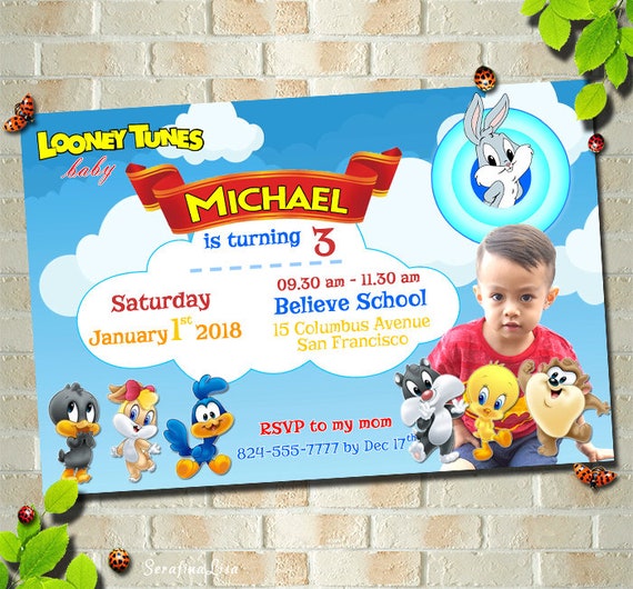 looney tunes baby shower invitations