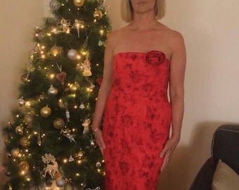 Australian batik holly strapless Christmas dress