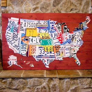 Large License Plate Map - All 50 States - Real License Plates