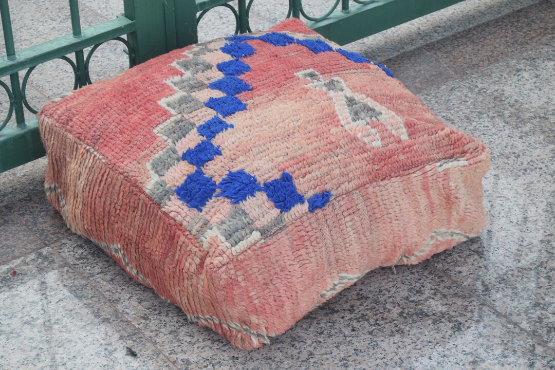 Moroccan Kilim Poufottoman Poufhome Decorcoffee Tablepouf Rug