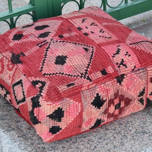 Moroccan pouf Handmade Floor Wool poufs  Square Azilal pouf morocco furniture ottoman footstool