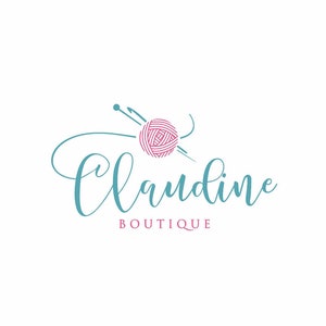 Crochet logo, Knitting logo, Hand drawn logo, Crafting Logo, Custom Logo, Business Logo, Premade Logo Design, Yarn Logo