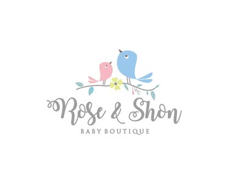 baby boutique logo, Premade Birdie Logo, Photography Logo, business logo, Whimsical Logo, Birds logo, Baby Logo, Watermark, cute bird logo
