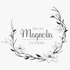 Magnolia Wreath PNG, Magnolia flower, Laurel Border, Flower border, Frame Border PNG, Instant Download, Magnolia flower clipart