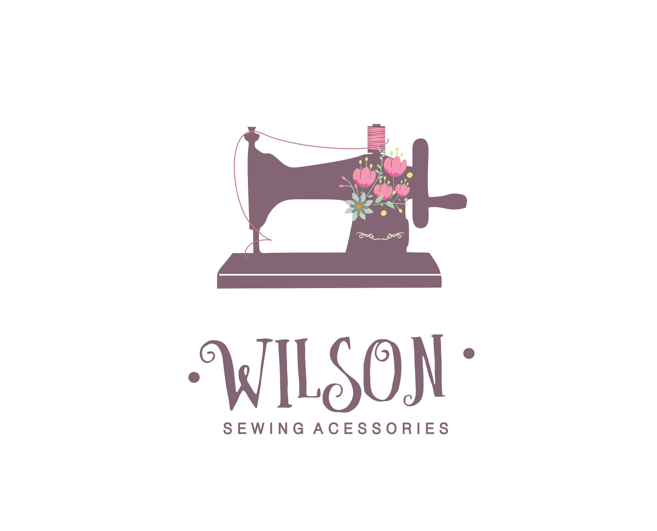 Sewing logo sewing machine logo design Embroidery logo Etsy