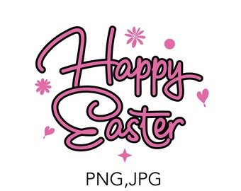 Feliz Pascua PNG, Feliz Pascua texto de descarga instantánea, Digital, Cortar Archivo Feliz Pascua, Superposición