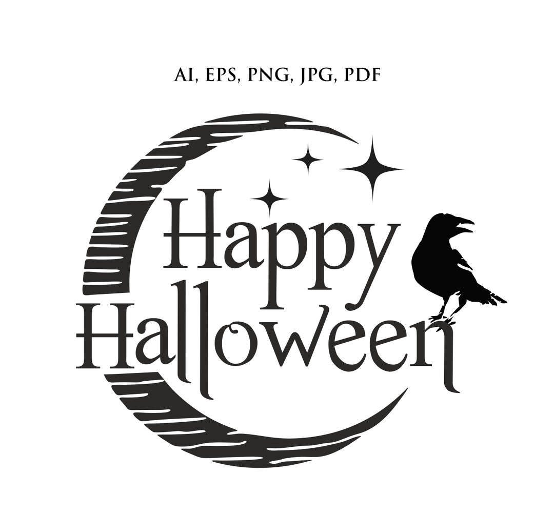 Happy Halloween Clip Art, Raven Clip Art, Instant Download, Happy ...