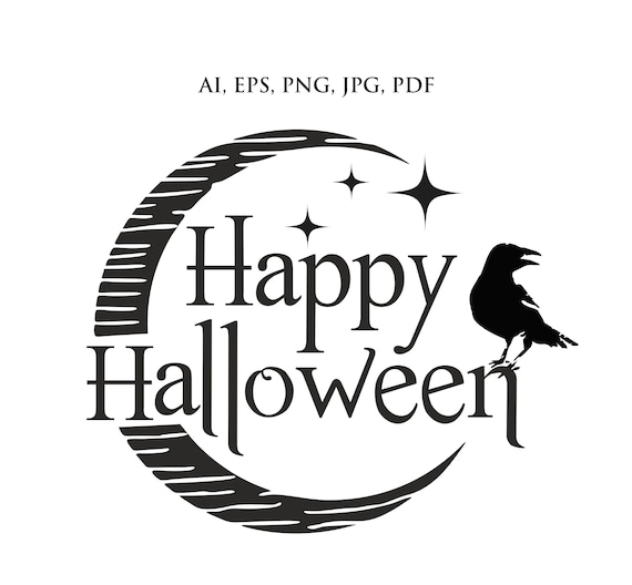Happy Halloween Clip Art Raven Clip Art Instant Download | Etsy