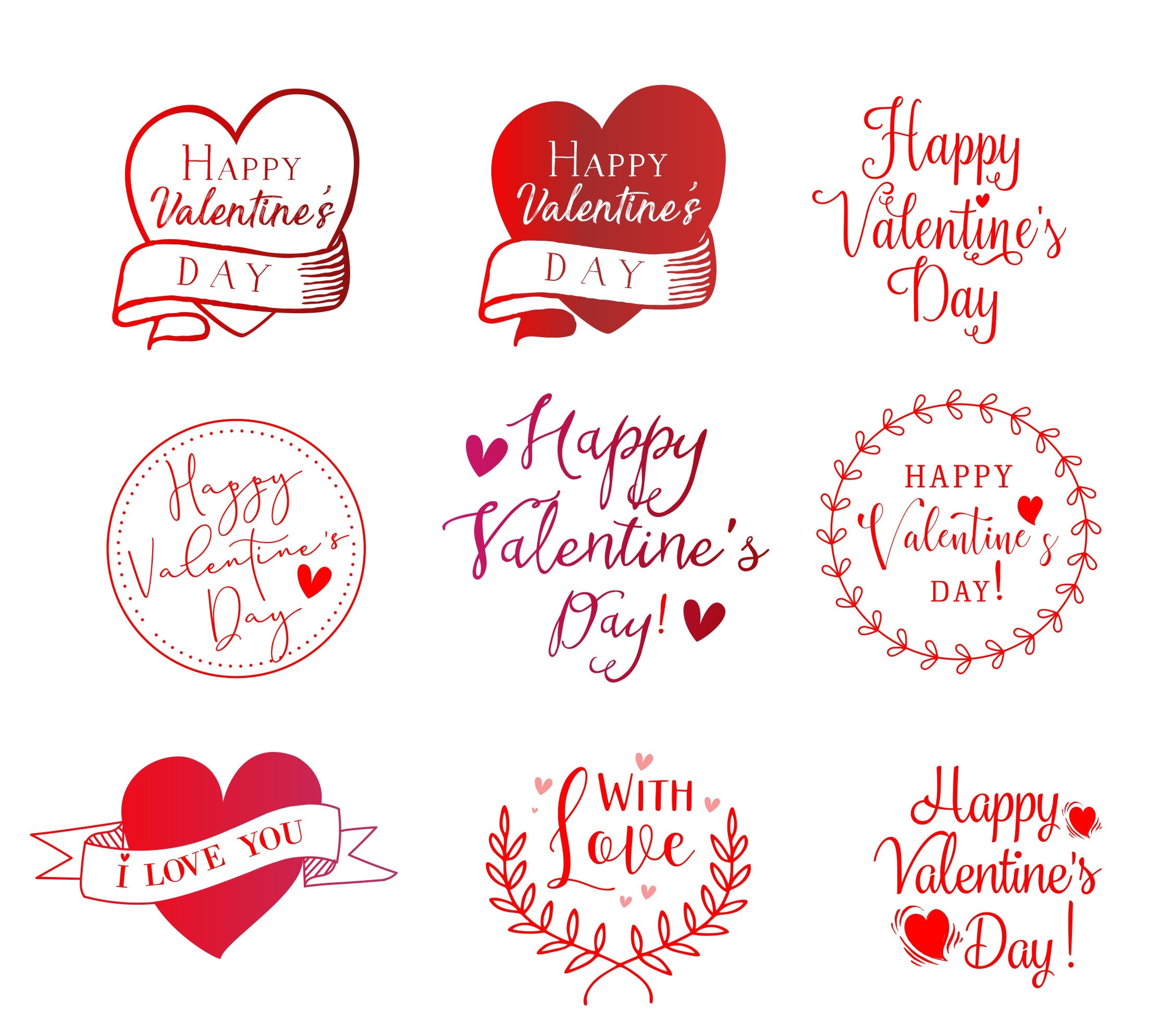 Happy Valentine's clipart, Digital Valentine Clipart, Valentines Overlay,  Happy Valentine Overlay, Red Valentine Wording, Valentine Clipart