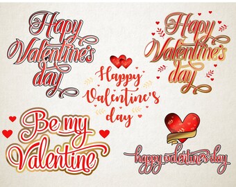 Clipart de Happy Valentine, Clipart numérique de la Saint-Valentin, Superposition de la Saint-Valentin, Superposition de Happy Valentine, Libellé de la Saint-Valentin rouge, Clipart de la Saint-Valentin