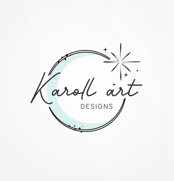 North star logo design, premade logo, professional design, watermark, elegant  brush logo, watercolor splash circle design, stars logo