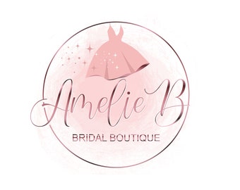 Logotipo de moda, logotipo de boutique nupcial, vestido, fotografía, logotipo de acuarela, diseño de logotipo de ropa, diseño de logotipo de empresa, logotipo prefabricado, vestido de dama