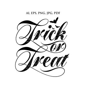 Trick or Treat Clip Art, Clipart for Halloween, Instant Download, Trick or Treat PNG, Trick or Treat vector, Halloween Print, Digital