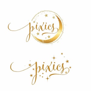 Maanlogo premade, maan en sterren, gouden maan, gouden bloglogo, goudfolielogo, sterlogo, confetti-logo, logo evenementenplanner, logo-ontwerp