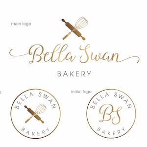 Bakery Logo, Baking Logo, Whisk and Roller Logo, Premade Logo, Cupcake Logo, Business logo, Photography logo, Pastry Chef Logo, Branding Kit