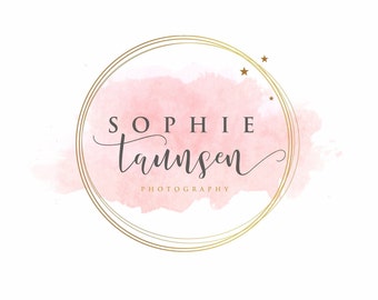 Watercolor Circle Logo, Watermark logo, Watercolor logo, Photography Logo, Gold Logo, Round Logo, Premade logo design, Business logo, Bridal