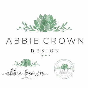 Succulent Logo, Premade Logo Design, Floral Logo, Watercolor logo, Cactus Logo, Botanical logo, Text Logo, Logo design, Business logo