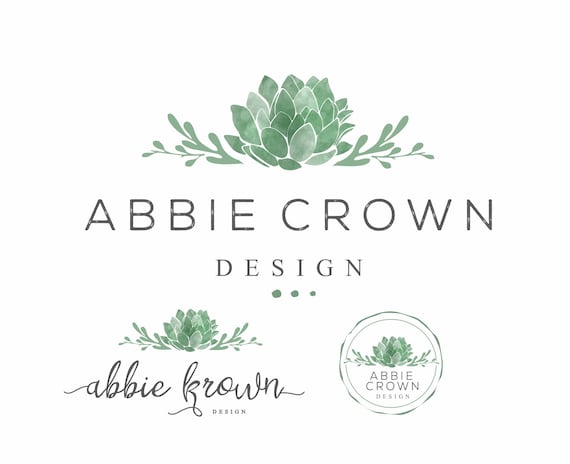 Succulent Logo, Premade Logo Design, Floral Logo, Watercolor logo, Cactus Logo, Botanical logo, Text Logo, Logo design, Business logo