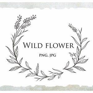 Kranz PNG, wilde Blume ClipArt, Blatt Clipart Grenze, Blumen Grenze, Rahmen Grenze PNG, sofortiger Download, Blätter Clipart PNG, Blätter Clipart