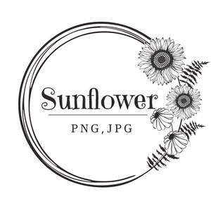 Sunflower clipart Sunflower frame Wreath Clipart  illustration Digital clip art Flower Frame Clipart  Circle Frame Clipart  Digital Clipart